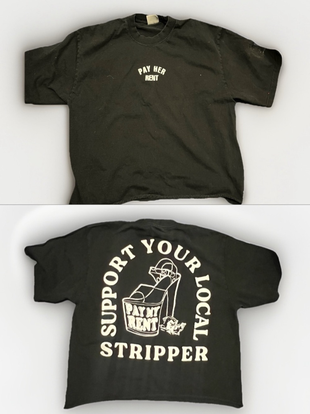 💰Pay Her Rent💰Support Your Local Stripper Vintage Y2K Boxy Crop Graphic Tee